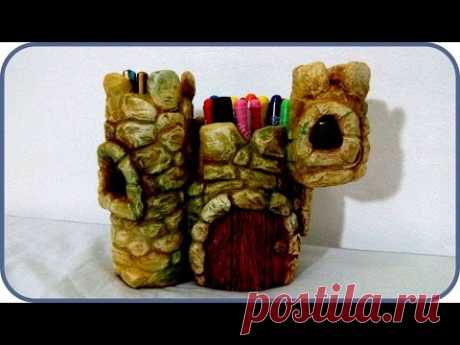 ❣DIY Fairy Castle Desk Organizer - Three Jars and Air Dry Paper Clay❣