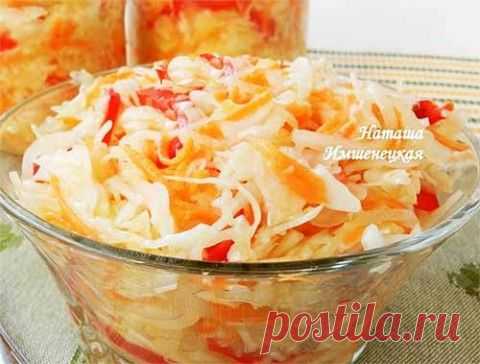 Салат из капусты с перцем и морковью | Домашняя кулинария