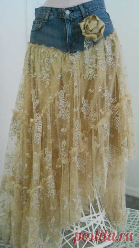 Belle Bohémienne exquisite vintage beige lace funky frou frou Renaissance Denim…