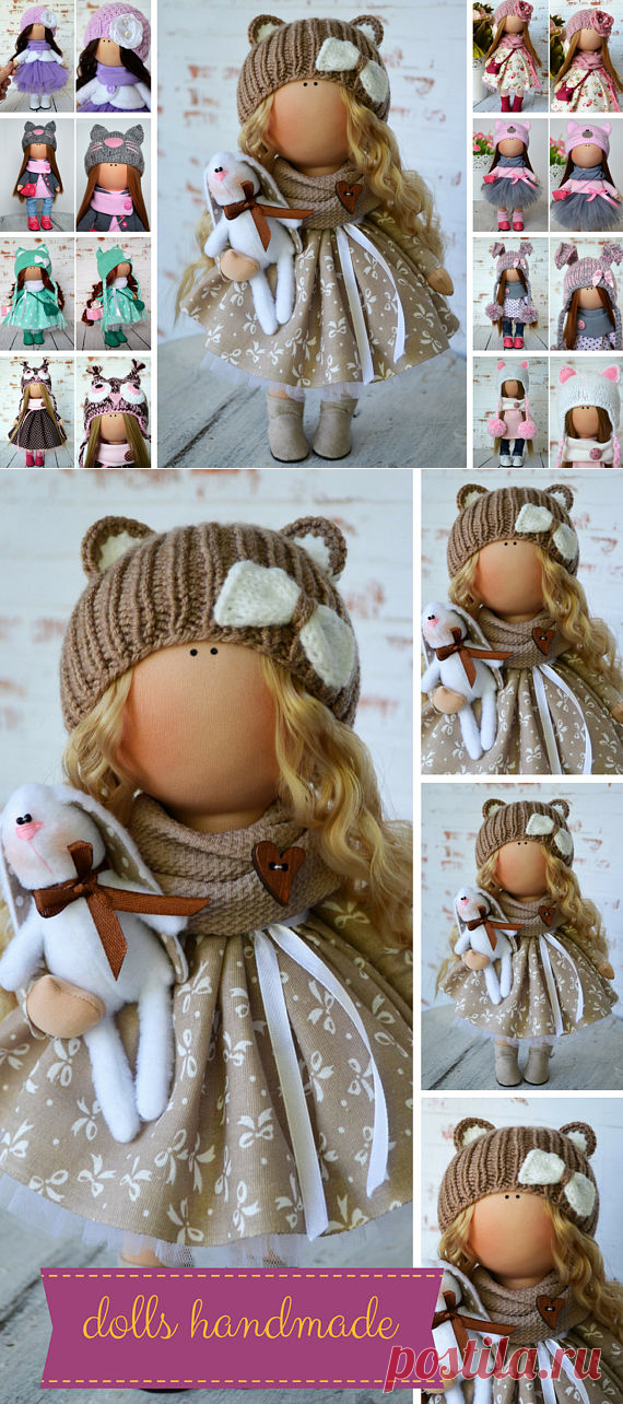 Handmade Doll Fabric Doll Tilda Doll Winter Doll Soft Doll