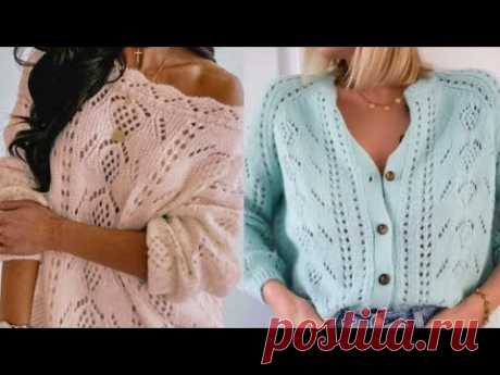 Шикарная #Французская кофточка.Ажурные дорожки и узор клубничка.