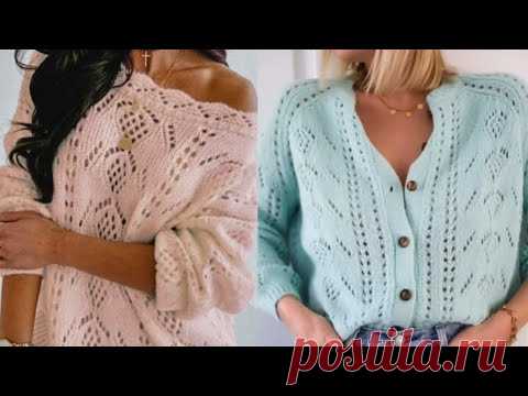 Шикарная #Французская кофточка.Ажурные дорожки и узор клубничка.