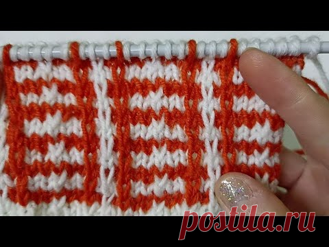 Жаккардовый узор спицами. Двухцветный Жаккард. Вязание спицами - YouTube