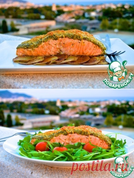 Лосось с хрустящей корочкой из песто и сыра - кулинарный рецепт