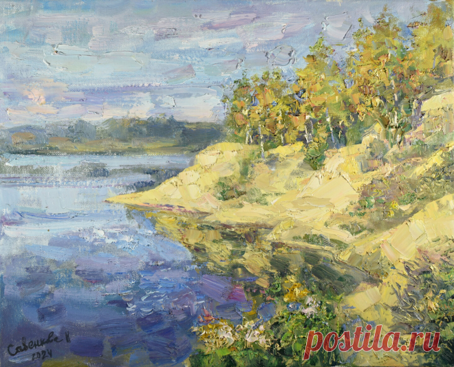 Autumn Painting Sandy Lake Beach Artwork, Painting by Natalya Savenkova | ArtMajeur by YourArt Buy art from Natalya Savenkova (Free Shipping, Secured direct purchase): Painting titled 