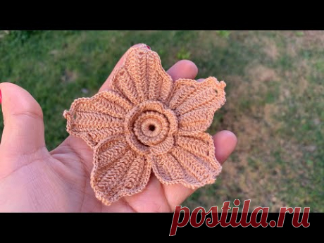 Flor Salmão em Crochê Irlandês 🌺
