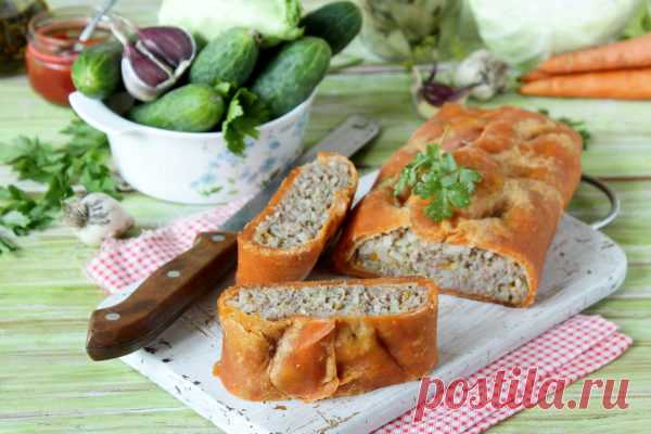 Оранжевый мясной пирог с фаршем