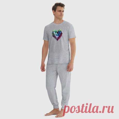 Мужская пижама хлопок Геометрическое полигональное сердце - купить по цене 2785 руб в интернет-магазине Всемайки, арт 3643527