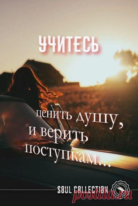 Учитесь отличать важное и второстепенное.
Высшее образование — не показатель ума. Красивые слова — не показатель любви. Красивая внешность — не показатель красивого человека. Учитесь ценить душу, верить поступкам, смотреть на дела.
#soul_of_collection