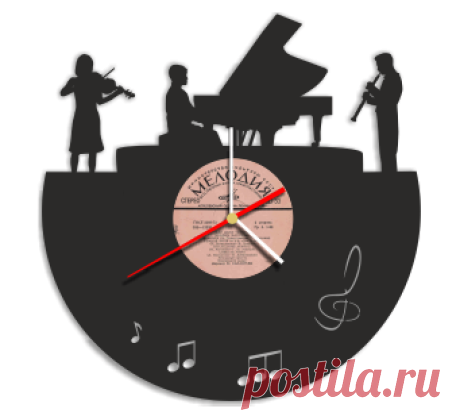 Часы из виниловой пластинки "Музыкальное выступление"