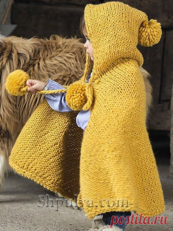 Пончо спицами для девочки Вяжем спицами пончо для девочки
