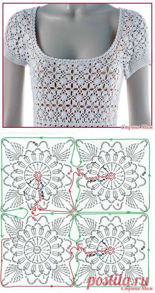 . Белое платье. Безотрывное вязание+ - Все в ажуре... (вязание крючком) - Страна Мам