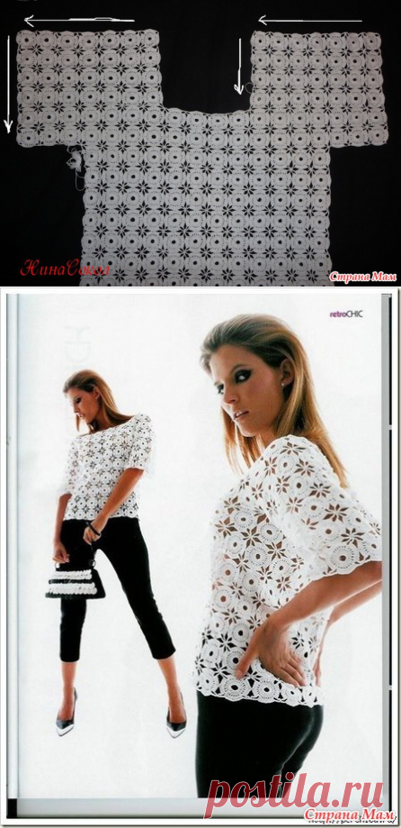 Кофта из мотивов крючком для начинающих со схемами и видео