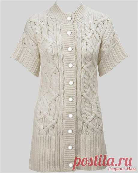 Белый кардиган с короткими рукавами - Женские вещи - Вязание спицами. - Каталог файлов - Хобби.
