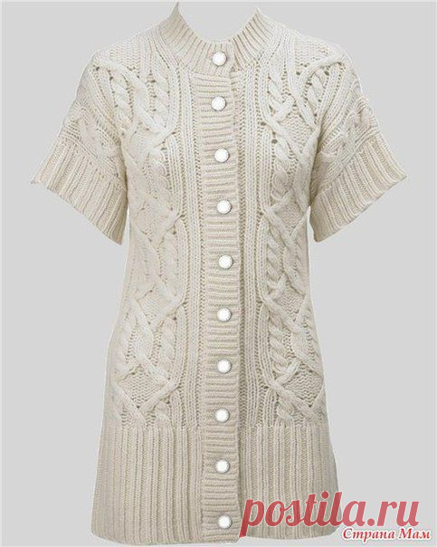 Белый кардиган с короткими рукавами - Женские вещи - Вязание спицами. - Каталог файлов - Хобби.