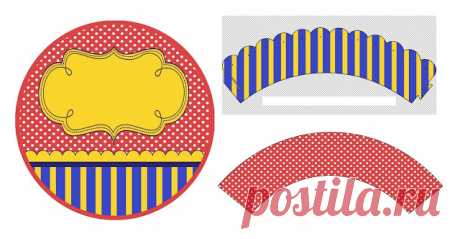 Azul, Rojo y Amarillo: Wrappers y Toppers para Cupcakes de Fiesta de 15 Años para Imprimir Gratis. | Oh My 15 Años!