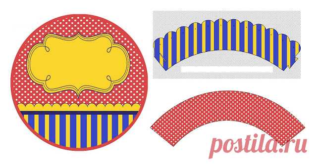 Azul, Rojo y Amarillo: Wrappers y Toppers para Cupcakes de Fiesta de 15 Años para Imprimir Gratis. | Oh My 15 Años!