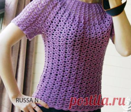 Лиловый топ крючком +СХЕМА. Топ крючком связанный по кругу | Вязание для всей семьи