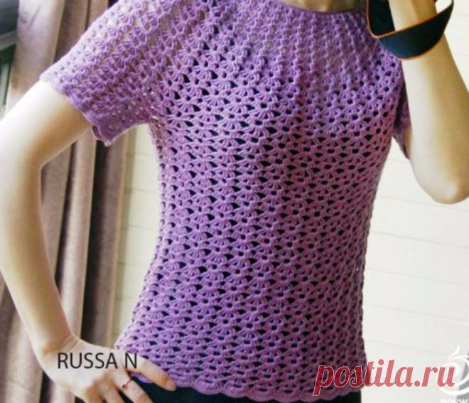 Лиловый топ крючком +СХЕМА. Топ крючком связанный по кругу | Вязание для всей семьи