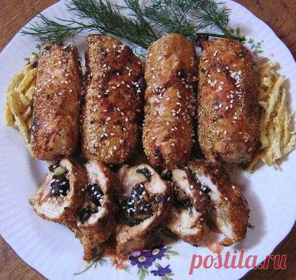 Рулет из куриного филе с черносливом в духовке  / Перерыв на Обед