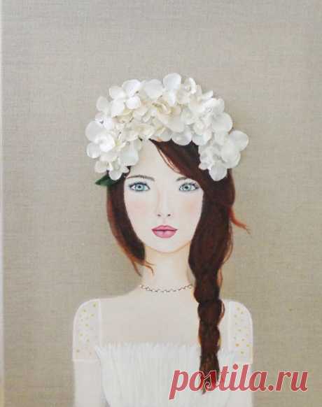 White Flower Girl Wedding Art. Beautiful Brown от MidorisMyMuse