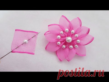 Amazing Ribbon Flower Work - Super Easy Flower Making Ideas - Hand Embroidery Tricks - Sewing Hack