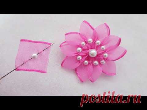 Amazing Ribbon Flower Work - Super Easy Flower Making Ideas - Hand Embroidery Tricks - Sewing Hack