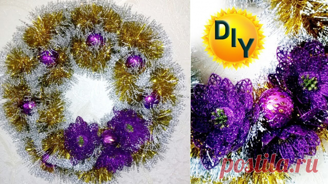 Новогодний венок с гирляндой (МК) Татьяна Орлова - новогодняя игрушка | DIY Рукоделие