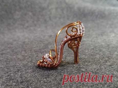 Tutorial wire mini shoe pendant - Cinderella shoe