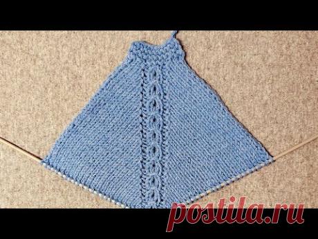 Красивая и универсальная регланная линия спицами при вязании изделия сверху вниз и снизу вверх...
