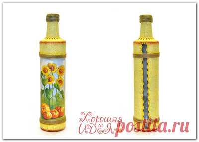 Декупаж бутылки для масла | Хорошая ИДЕЯ