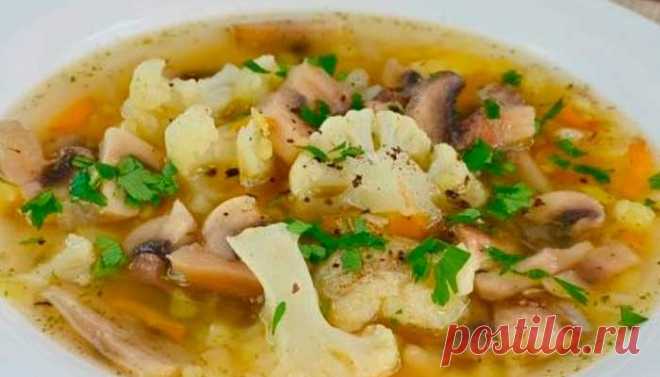 Овощной суп с цветной капустой и шампиньонами | Fresh-Recipes
