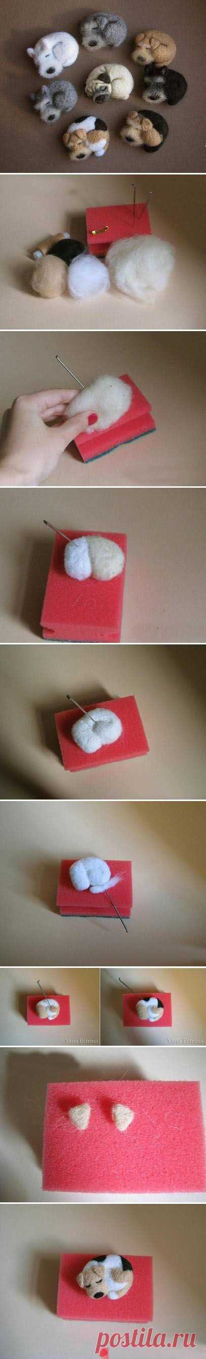 (2524) Picture Tutorial of how to needle felt a sleeping dog. Of course I will never make this-but it's the cutest little thing in the whole wide world! |…