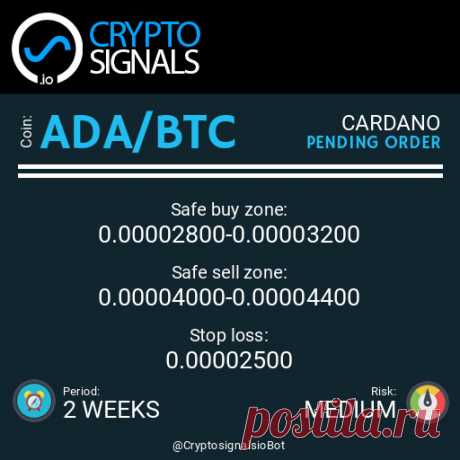ADA/BTC
Подробнее https://cryptosignals.io/ и https://t.me/CryptoSignalsIoBot и https://t.me/CryptosignalsioRU