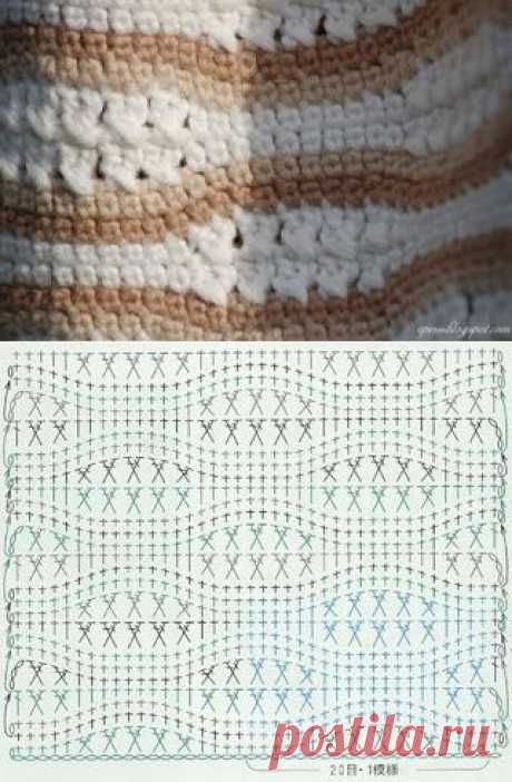 Рукодельные Равлики: Узор крючком: "Обнимающиеся" перекрещенные столбики | Мастер-классы по рукоделию