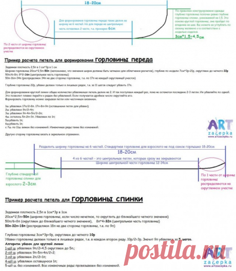Расчет петель для формирования горловины