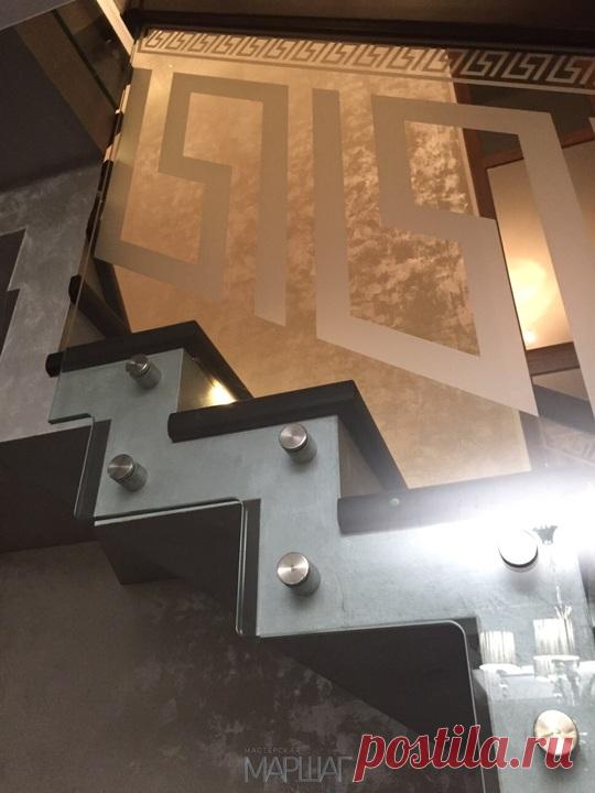 Изготовление лестниц, ограждений, перил Маршаг – Рисунок на стекле ограждений