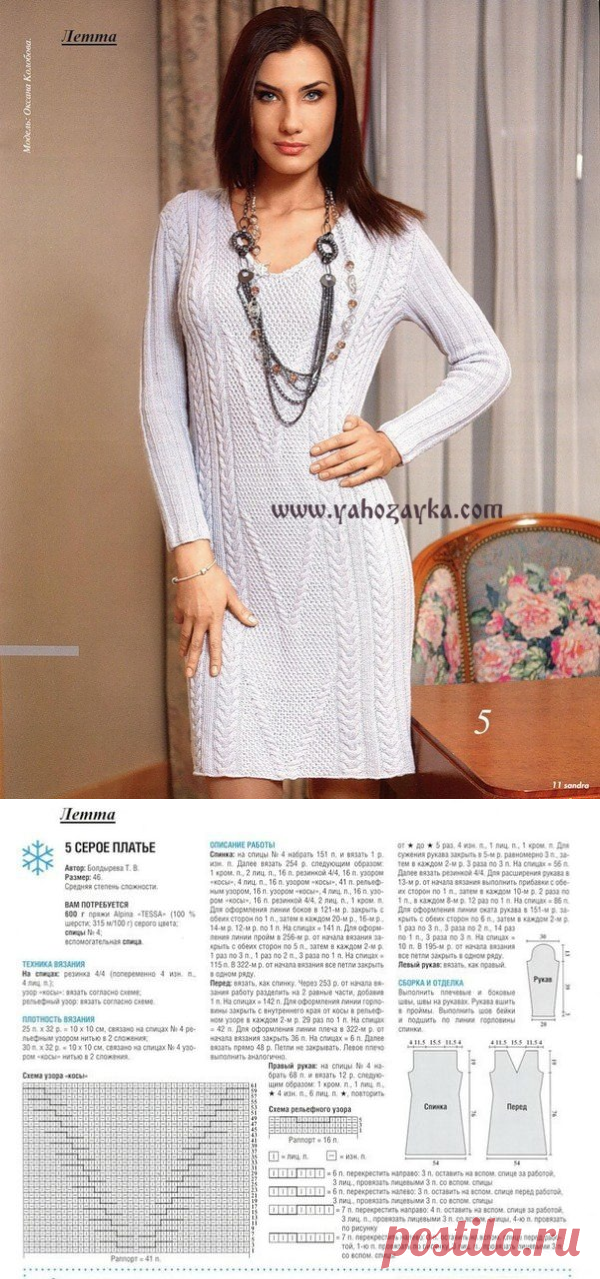 Вязаное зимние платье спицами с описанием. Схема вязания платья спицами | Я Хозяйка