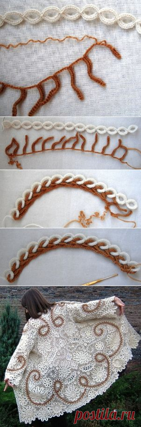Вязаная тесьма из колечек