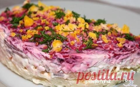 Слоеный салат с ОТВАРНОЙ рыбой и свеклой «Маргаритка». Необычно, полезно и вкусно!