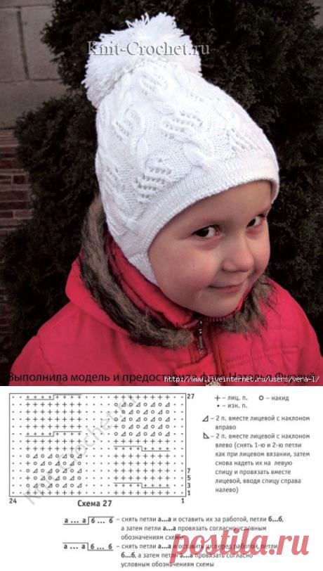 Шапочка двухслойная спицами.