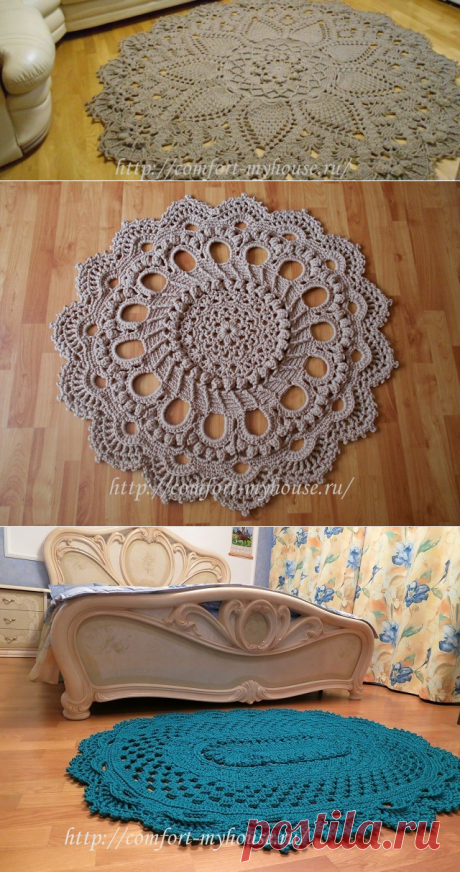 Вязаные ковры крючком из шнура. Схемы | Уют и тепло моего дома