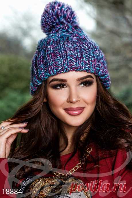 Gepur | Шапка с помпоном арт. 18884 Цена от производителя, достоверные описание, отзывы, фото ,Цвет:фиолетово-голубой меланж