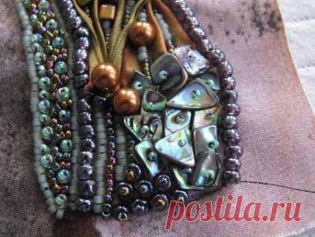 Beading Arts: Shibori ribbon bead embroidered bracelet - part two