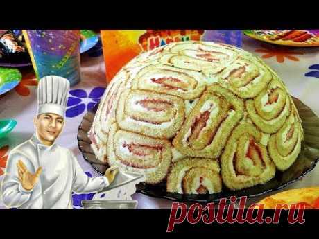 Торт из рулетов без выпечки - творожный торт Улитка - YouTube