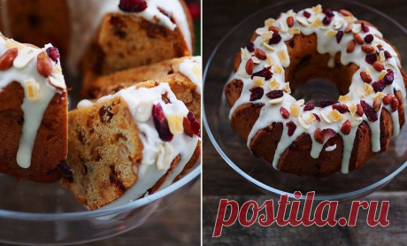 Рождественский кекс с арахисом, апельсином и шоколадом - Christmas peanut cake with orange and choco