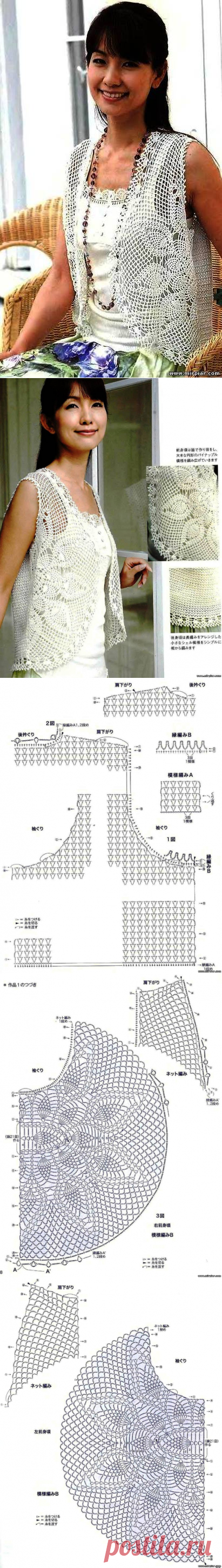 Оригинальный вязаный жилет японская медуза - САМОБРАНОЧКА рукодельницам, мастерицам