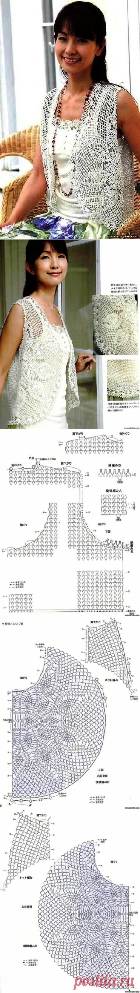 Оригинальный вязаный жилет японская медуза - САМОБРАНОЧКА рукодельницам, мастерицам