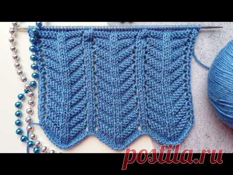 Интересный узор с волнистым краем / Схема/ Interesting knitted pattern