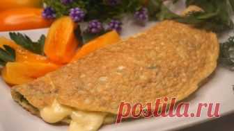Овсяный блин на завтрак с сыром (Овсяноблин). Времени на готовку уходит минут 5.